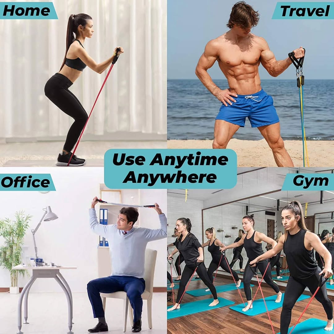 11 Pieces Gym 🏋️ Power Resistance Bands Set for Workout