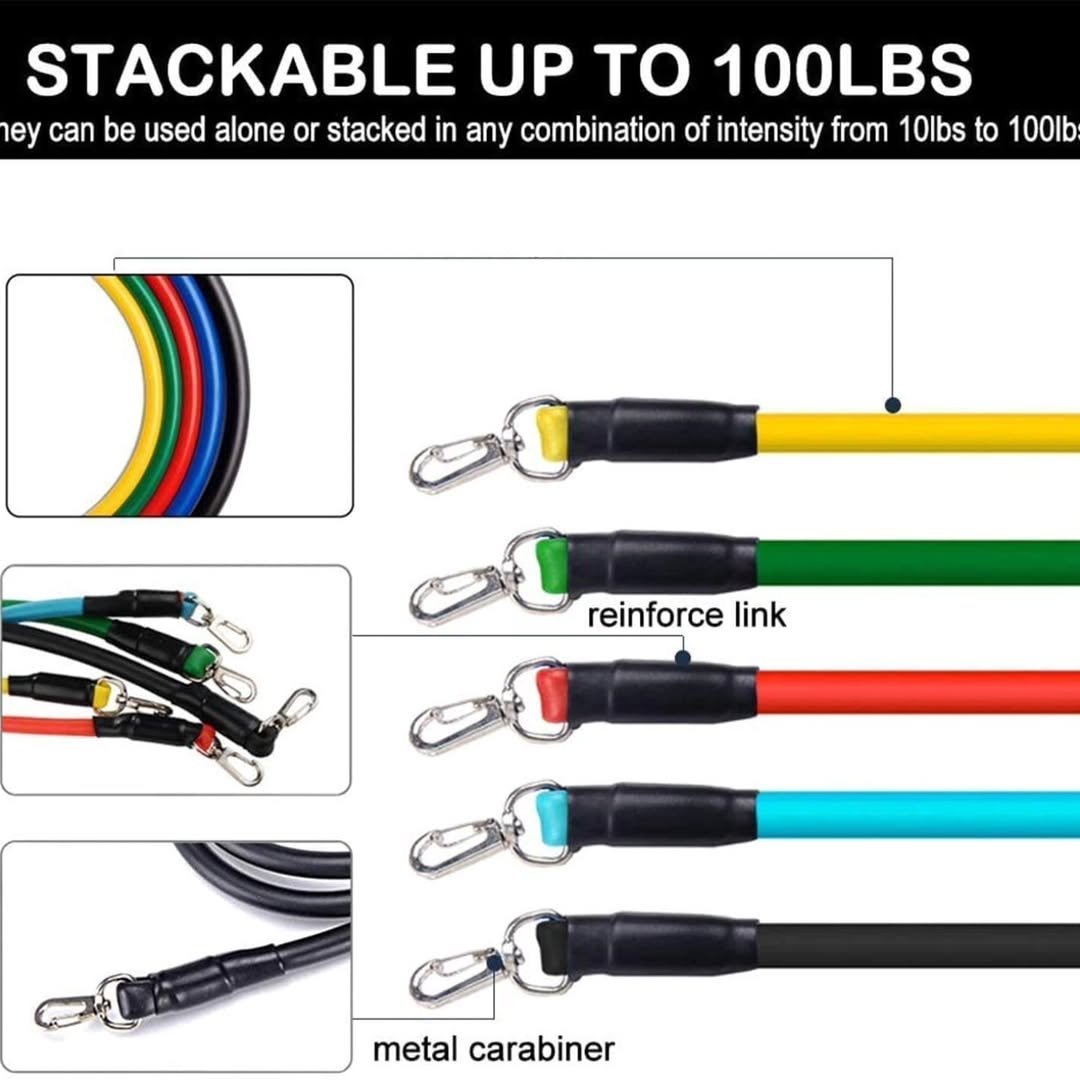11 Pieces Gym 🏋️ Power Resistance Bands Set for Workout